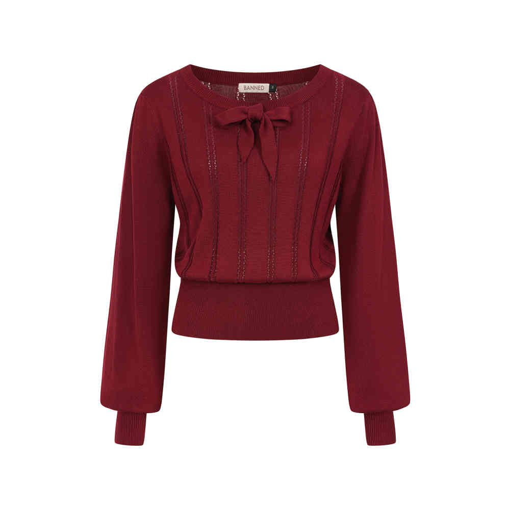 Banned - Angel Pointelle Knit Pull en tricot - Bordeaux rouge